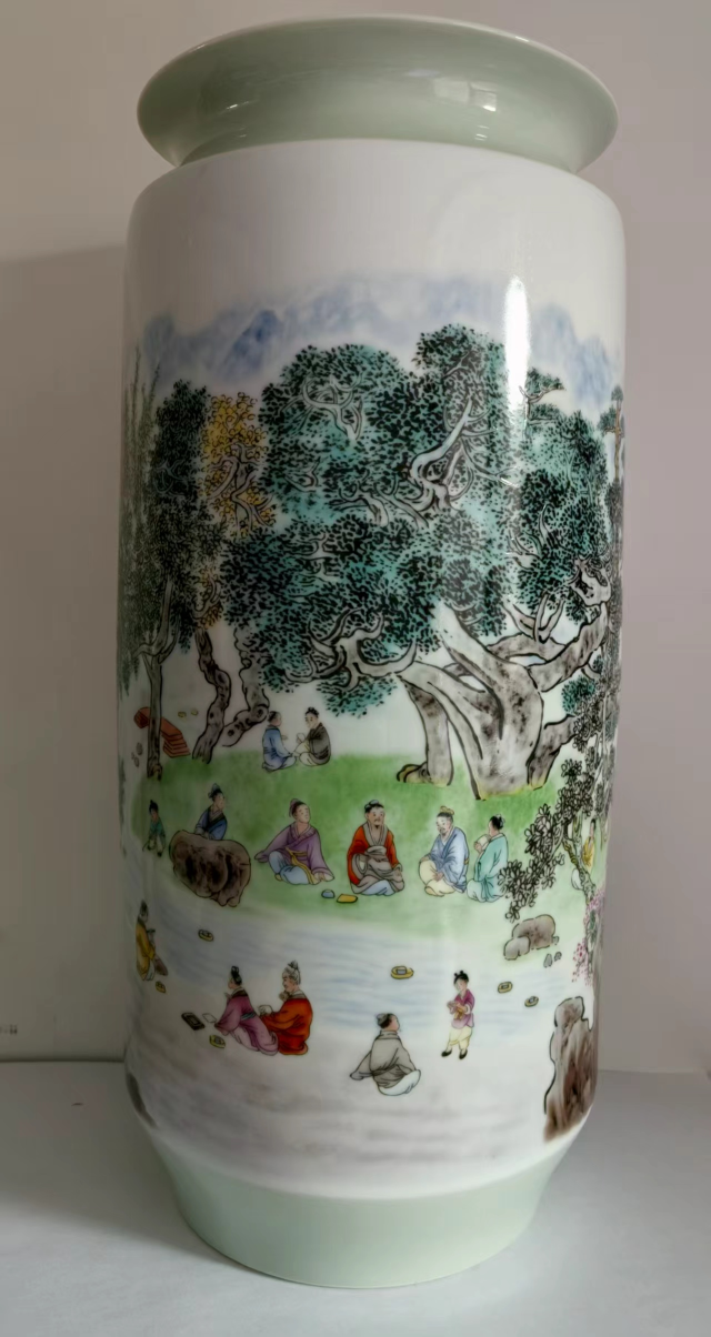 阑亭集序粉彩书画筒